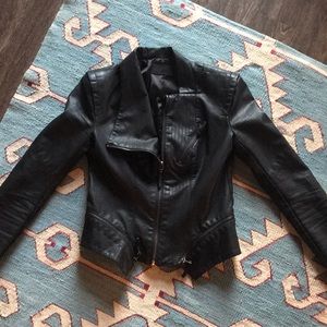 Black NYC faux leather jacket